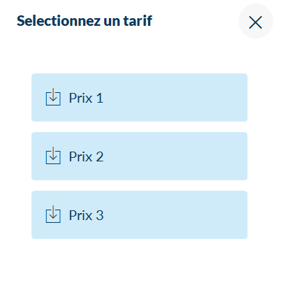 Écran de caisse mis à jour indiquant le niveau de prix sélectionné dans l'en-tête.