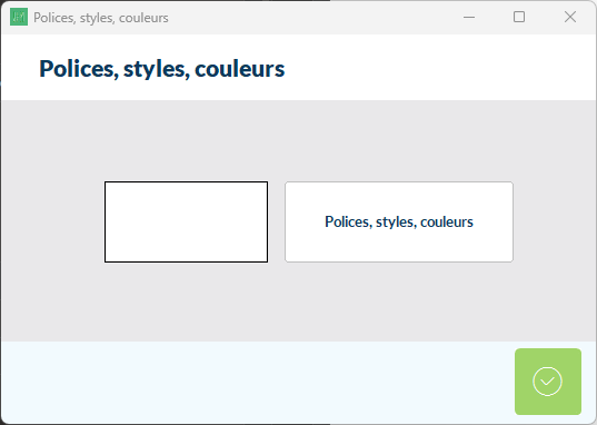 Fenêtre Personnaliser les catégories avec les options de police, style, couleur et image d'illustration