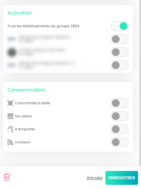 Écran Codes Promotion du Back Office avec le bouton NOUVEAU CODE en haut à droite