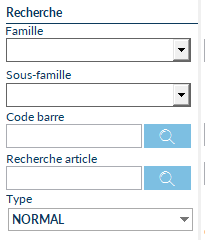 La liste des articles est filtrée pour afficher uniquement les garnitures, avec leurs désignations, prix et types.