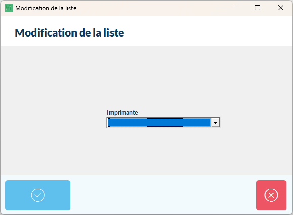 Boîte de dialogue "Modification de la liste" pour choisir un groupe d'options, puis la liste des desserts avec le groupe d'options "PARFUM DE GLACE" appliqué.